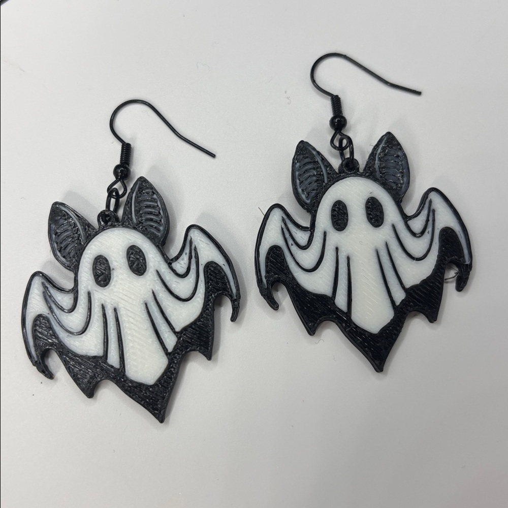 Bat Ghost Halloween Earrings 👻🦇✨ - Picture 3 of 3